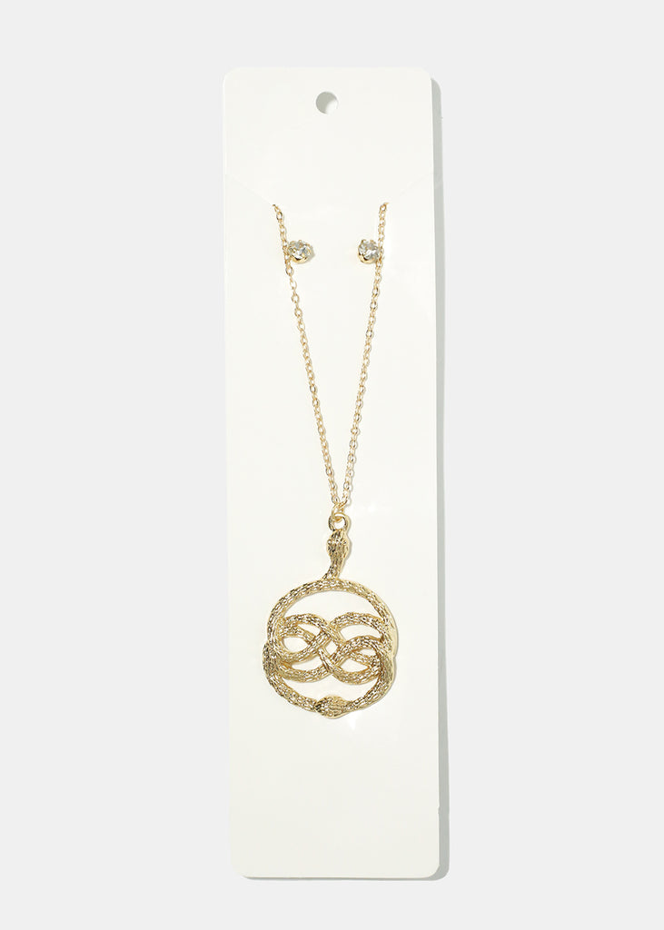 Snake Medallion & Earring Set Gold JEWELRY - Shop Miss A