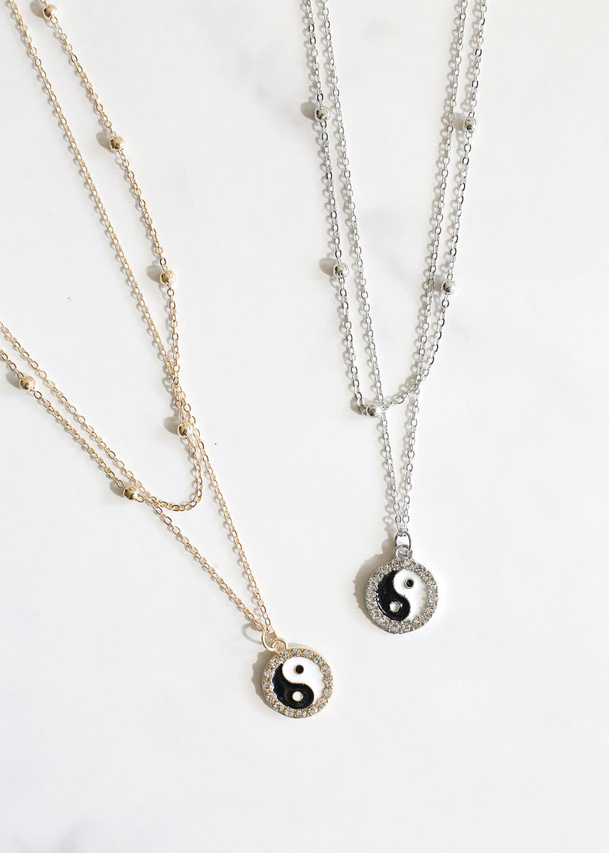 Rhinestone Yin & Yang Charm Necklace – Shop Miss A