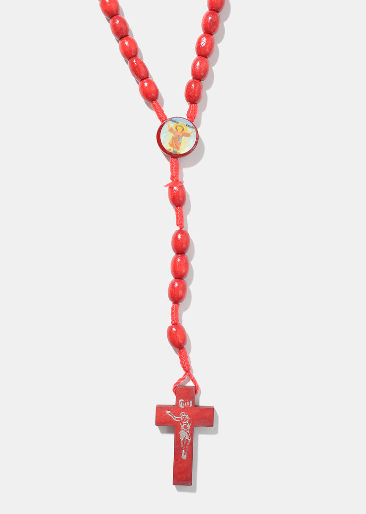Saints Wood Rosary Red JEWELRY - Shop Miss A