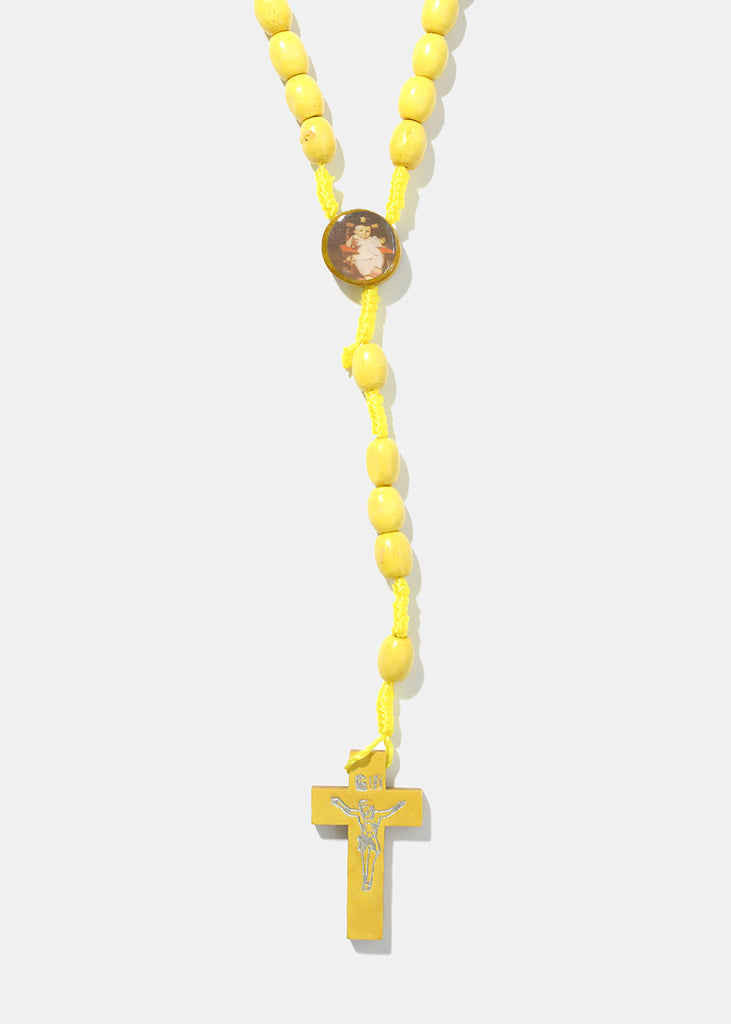 Saints Wood Rosary Yellow JEWELRY - Shop Miss A
