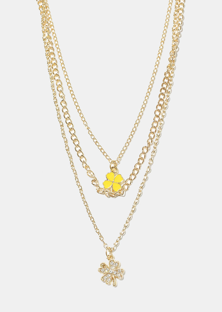 Clover Charm Pendant Layered Necklace Yellow JEWELRY - Shop Miss A