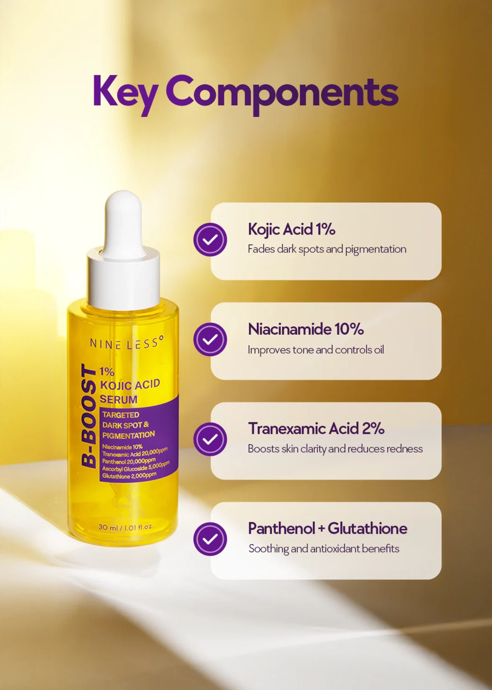 NINELESS B-Boost 1% Kojic Acid Serum 30ml – Shop Miss A