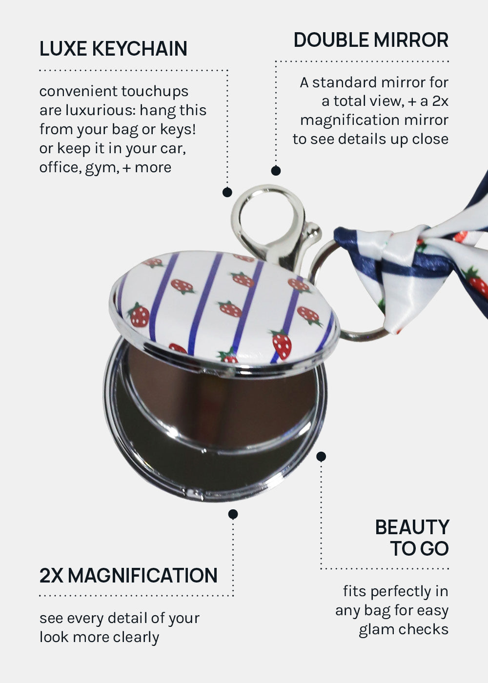 Mirror Back Keychains AOA Pro Double-Sided Compact Mirror – Striped Keychain – Shop Miss A