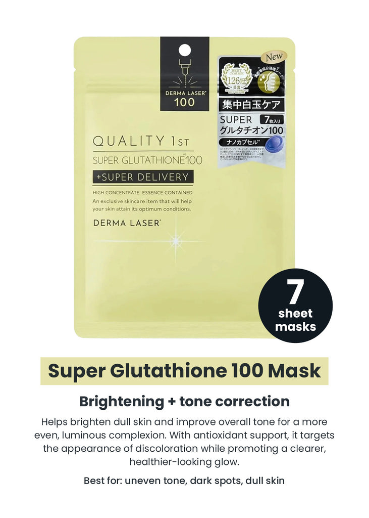 derma laser glutathione Super 100 Mask 7's Glow beyond skincare  radiance