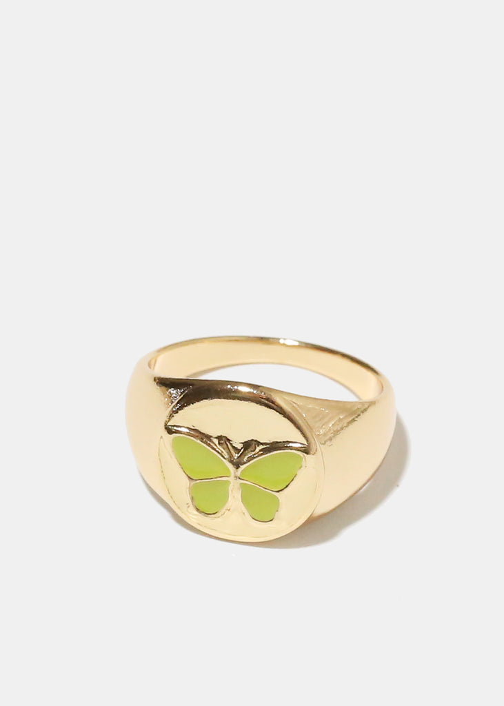 Gold Enamel Butterfly Ring 7/Green JEWELRY - Shop Miss A