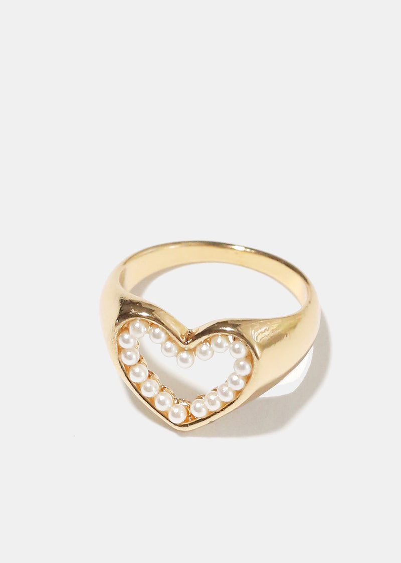 Open Pearl Signet Ring 7/Heart JEWELRY - Shop Miss A