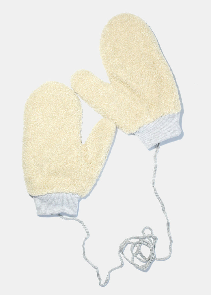 Sherpa Mittens Ivory  ACCESSORIES - Shop Miss A