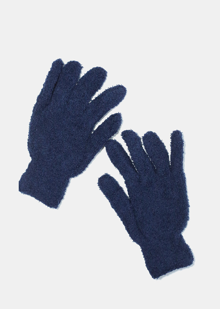 Fuzzy Soft Winter Gloves Navy ACCESSORIES - Shop Miss A