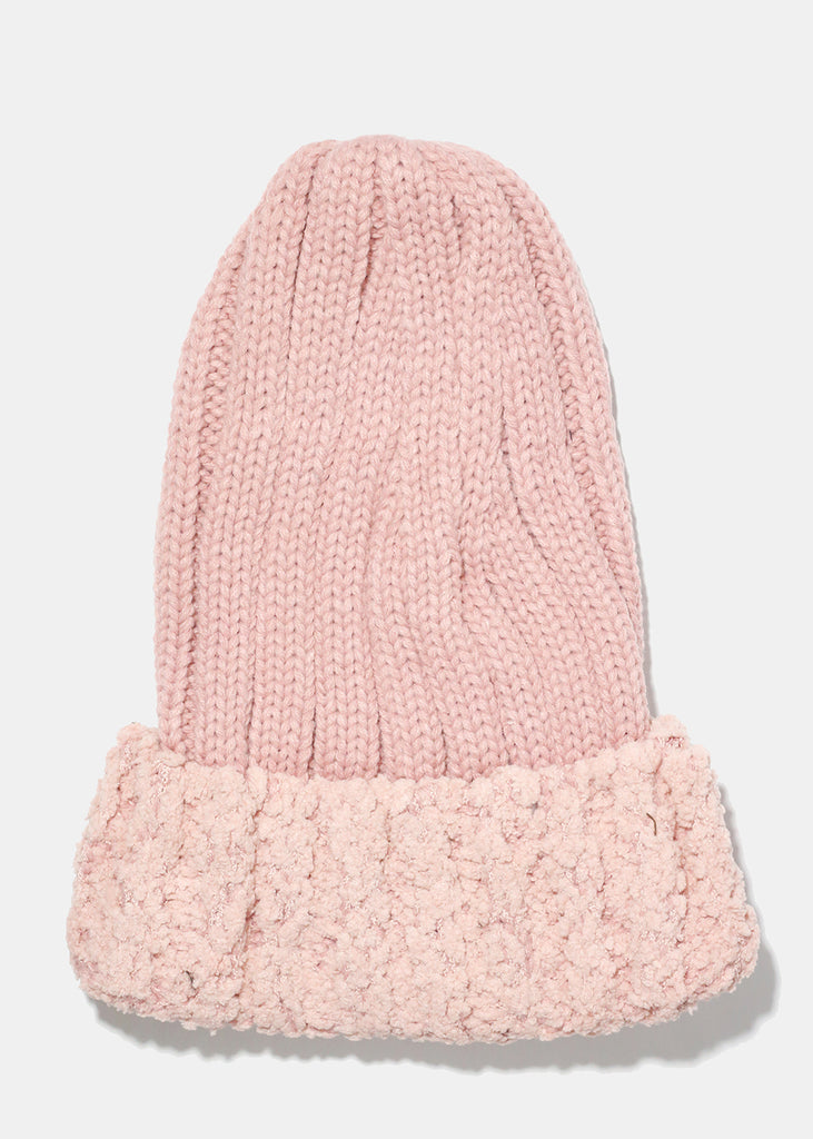 Winter Knit Beanie Pink ACCESSORIES - Shop Miss A