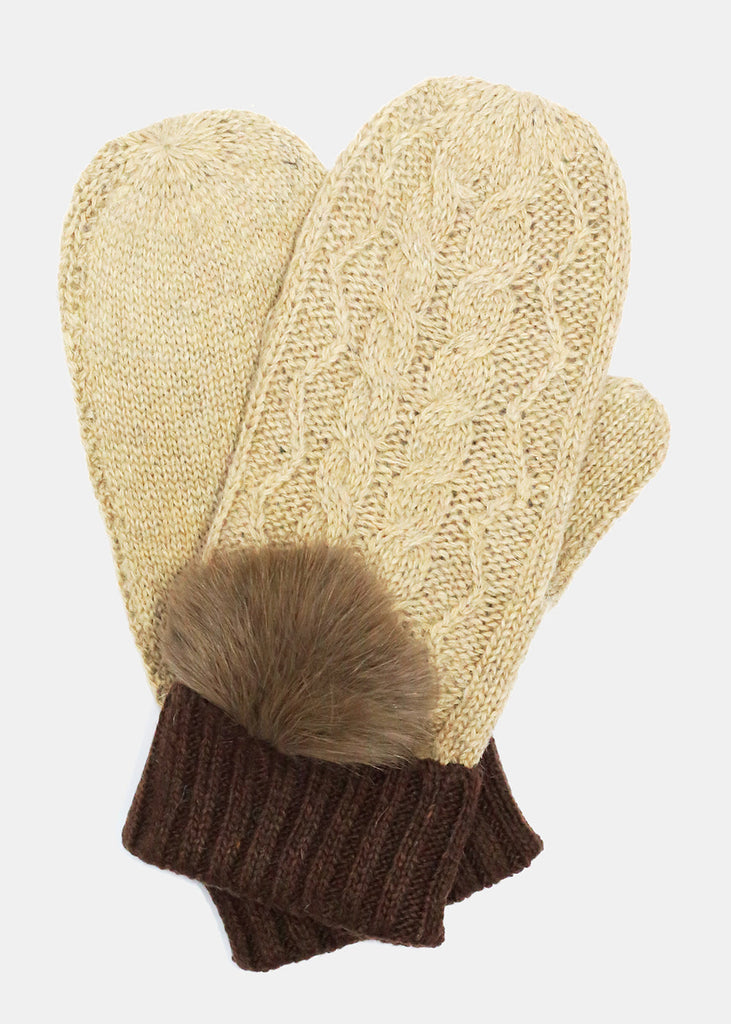 Beige Knitted Mittens  ACCESSORIES - Shop Miss A