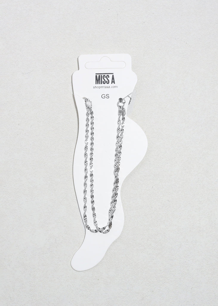 2 Layered Rope Chain Anklet Silver JEWELRY - Shop Miss A