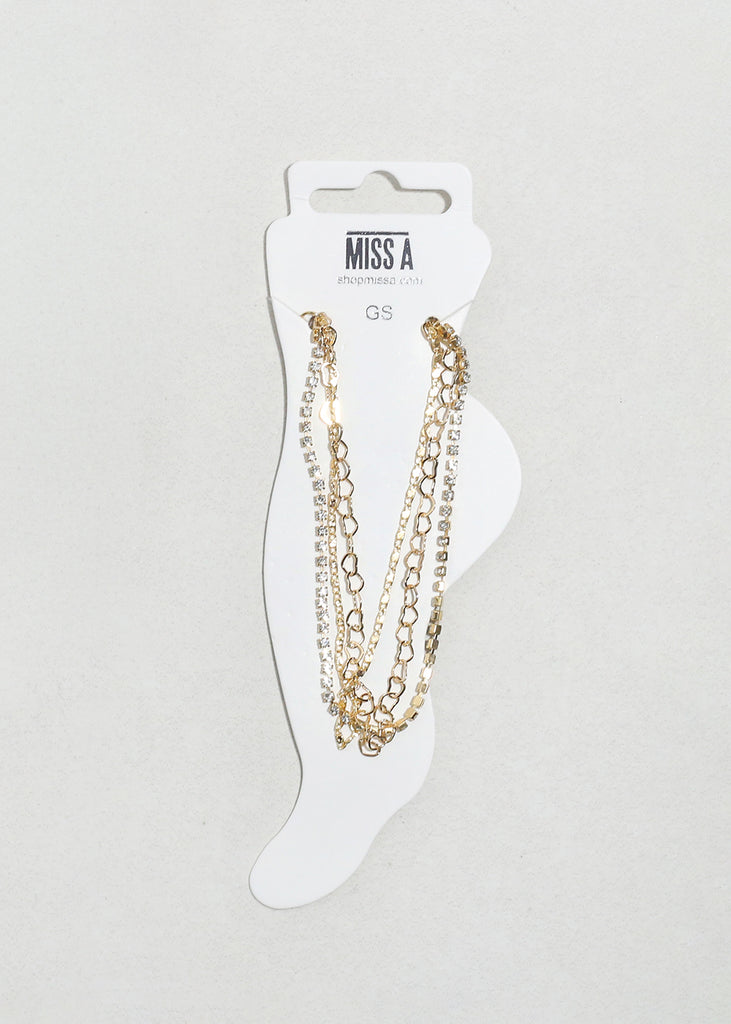Triple - Layered Chain Anklet Gold JEWELRY - Shop Miss A