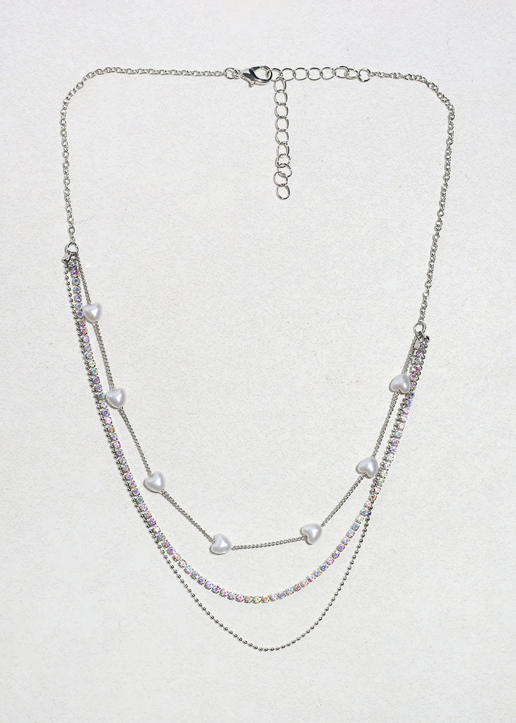 Twinkle Hearts Necklace Silver JEWELRY - Shop Miss A