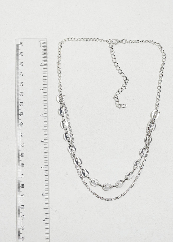 Layered Rhinestone Chain Necklace JEWELRY - Shop Miss A