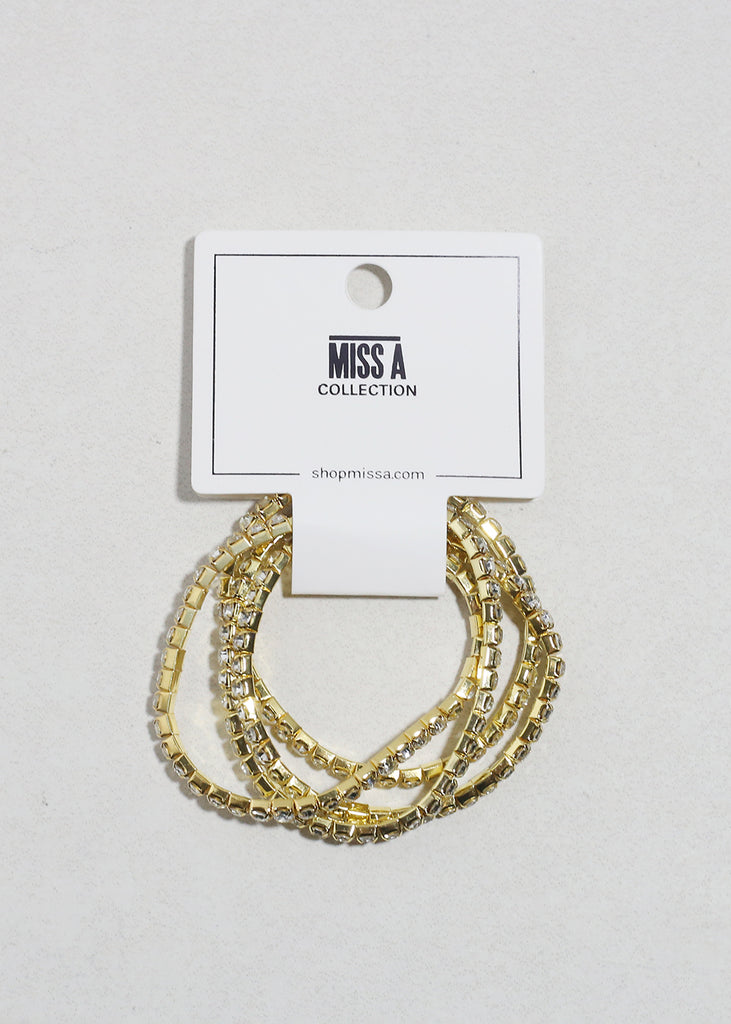 4 PC Rhinestone Bracelet Set Gold JEWELRY - Shop Miss A