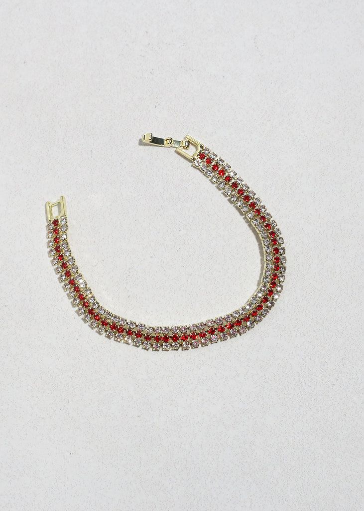 Triple Row Color Rhinestone Tennis Bracelet JEWELRY - Shop Miss A