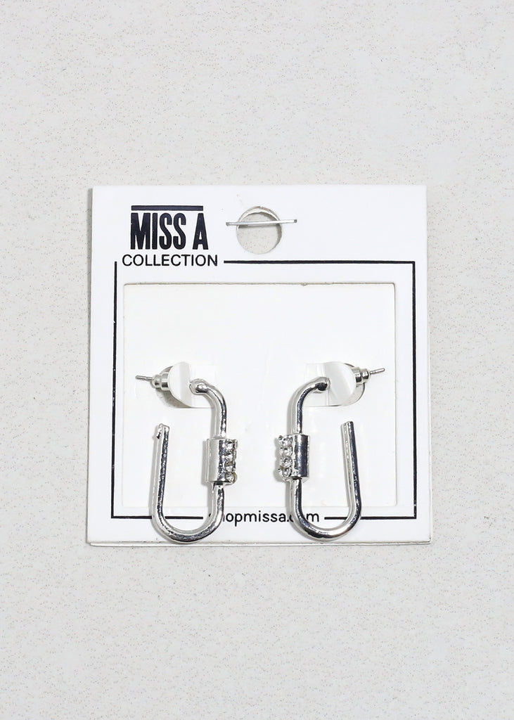 Dazzle Link Rhinestone Earrings Silver JEWELRY - Shop Miss A