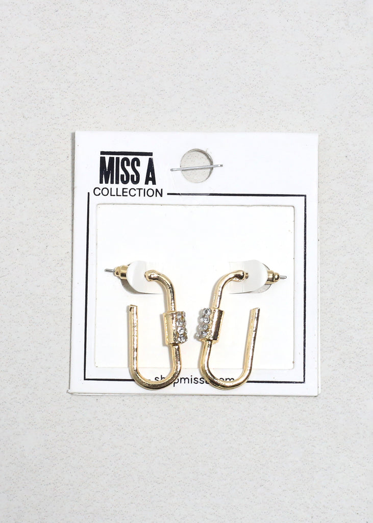 Dazzle Link Rhinestone Earrings Gold JEWELRY - Shop Miss A