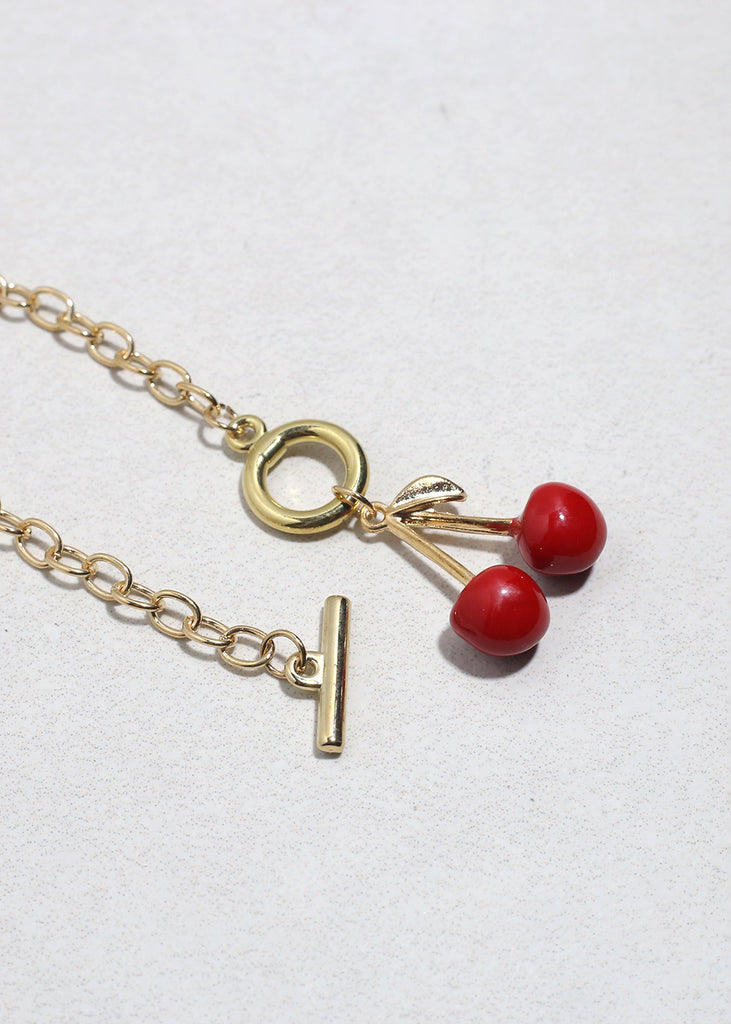Cherry Charm Necklace & Earring Set JEWELRY - Shop Miss A