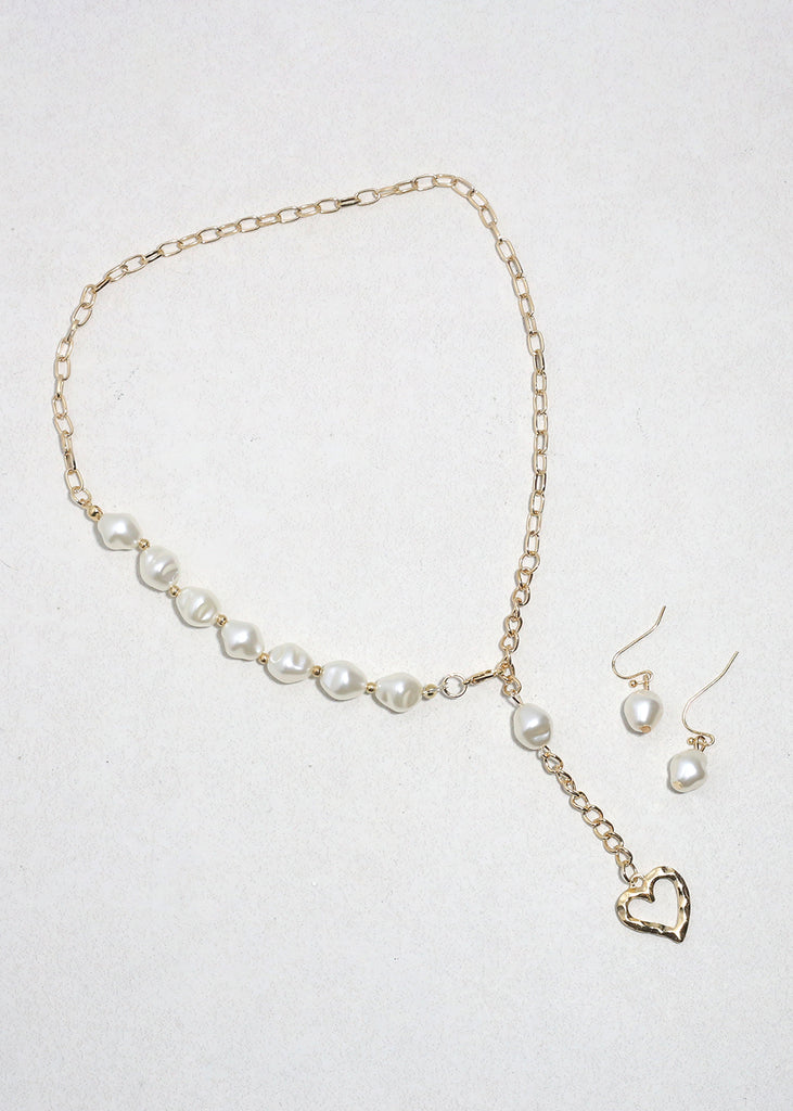 The Heart of Pearls Necklace Set Gold JEWELRY - Shop Miss A