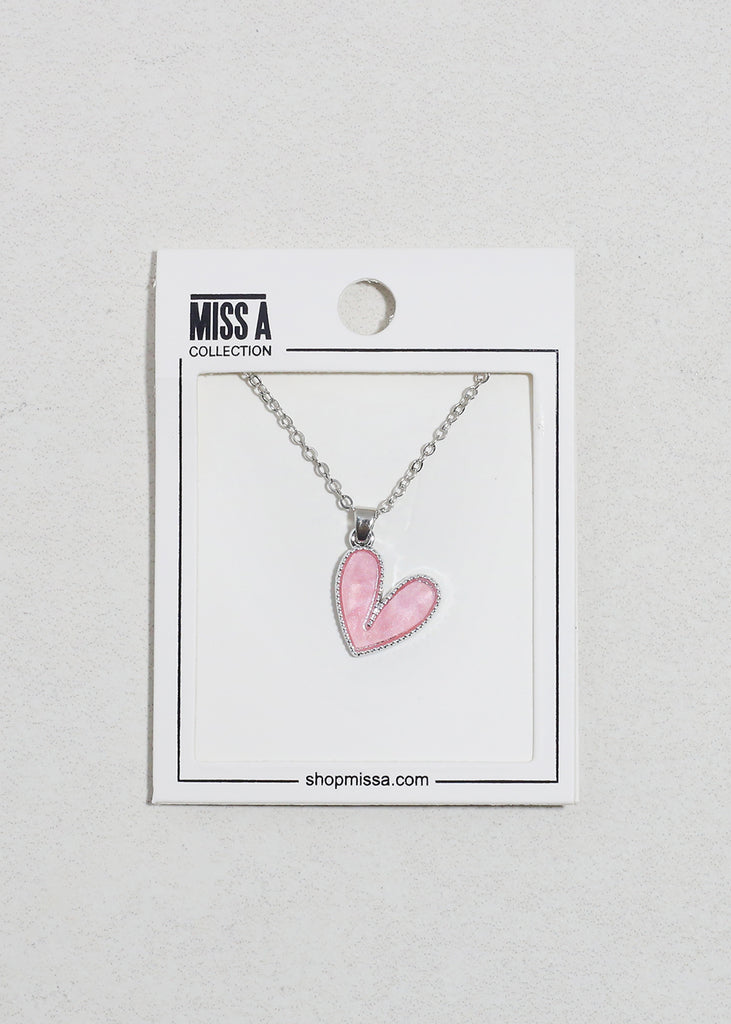 Sweetheart Necklace Silver/Pink JEWELRY - Shop Miss A