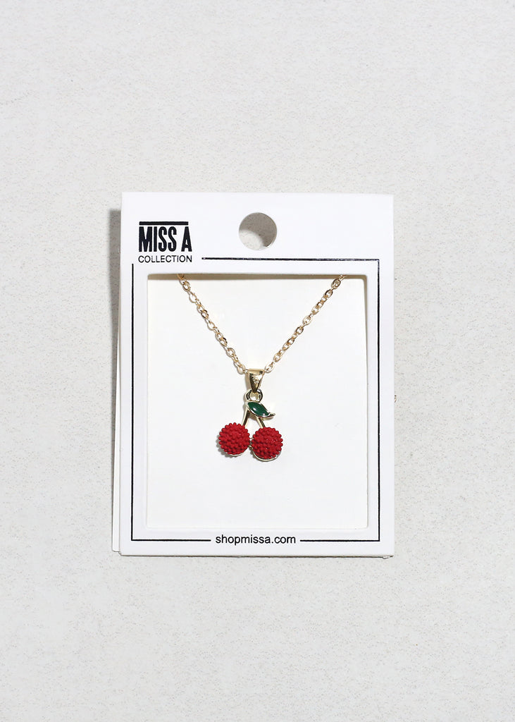 Cherry Pendant Necklace Gold JEWELRY - Shop Miss A