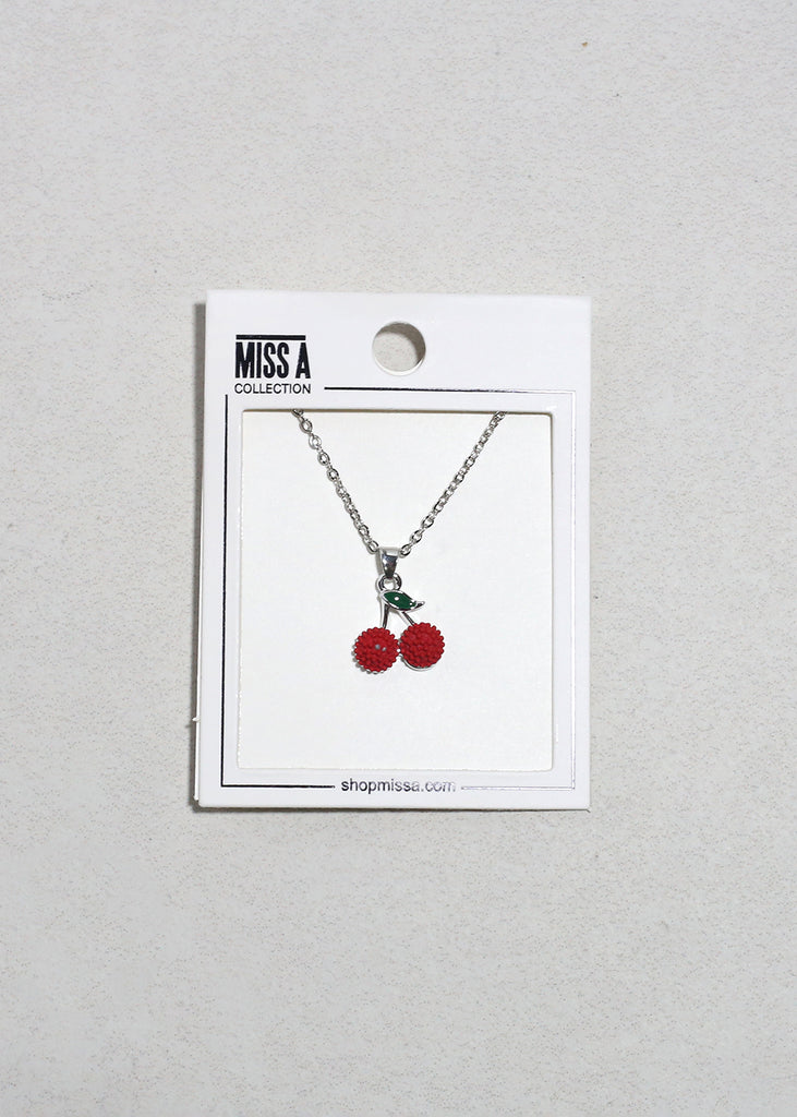 Cherry Pendant Necklace Silver JEWELRY - Shop Miss A