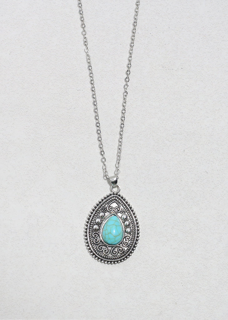 Boho Turquoise Pendant Necklaces Teardrop JEWELRY - Shop Miss A