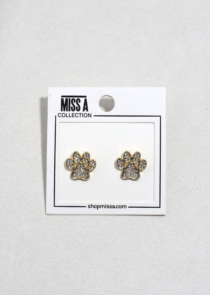 Paw-fect Sparkle Studs Gold JEWELRY - Shop Miss A
