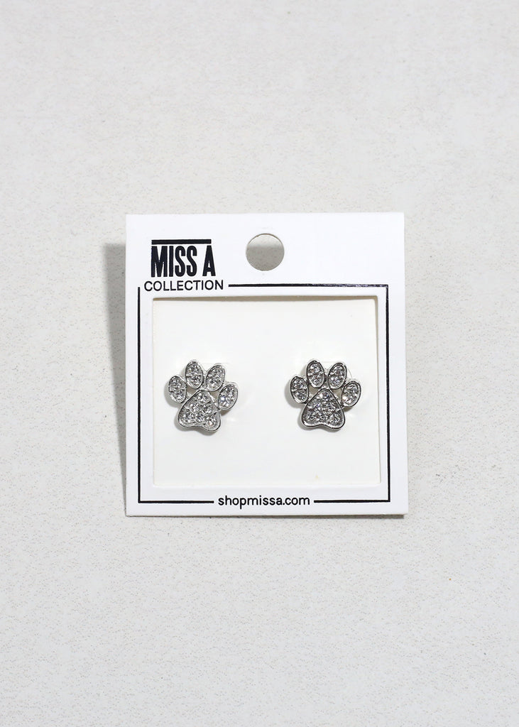 Paw-fect Sparkle Studs Silver JEWELRY - Shop Miss A