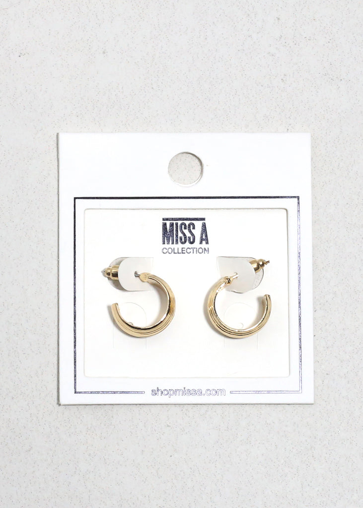 Classic Ribbed Hoops Gold JEWELRY - Shop Miss A