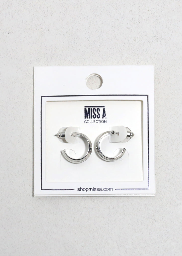 Classic Ribbed Hoops Silver JEWELRY - Shop Miss A
