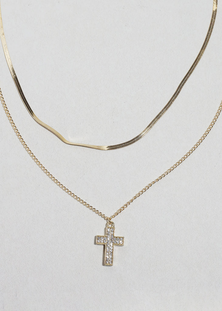 The Lumière Cross Necklace Gold JEWELRY - Shop Miss A