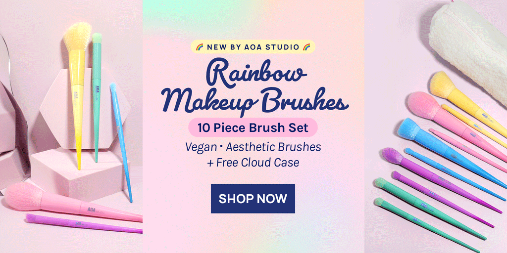 AOA 10-Piece Rainbow Brush Set + Cloud Travel Bag