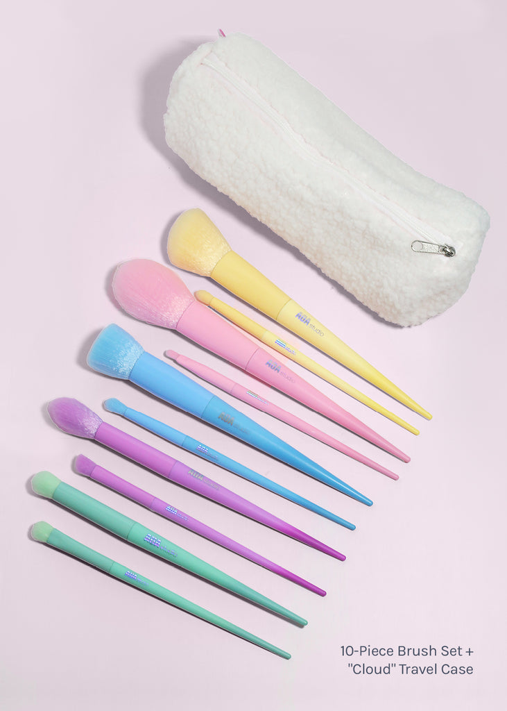 AOA 10-Piece Rainbow Brush Set + Cloud Travel Bag  COSMETICS - Shop Miss A