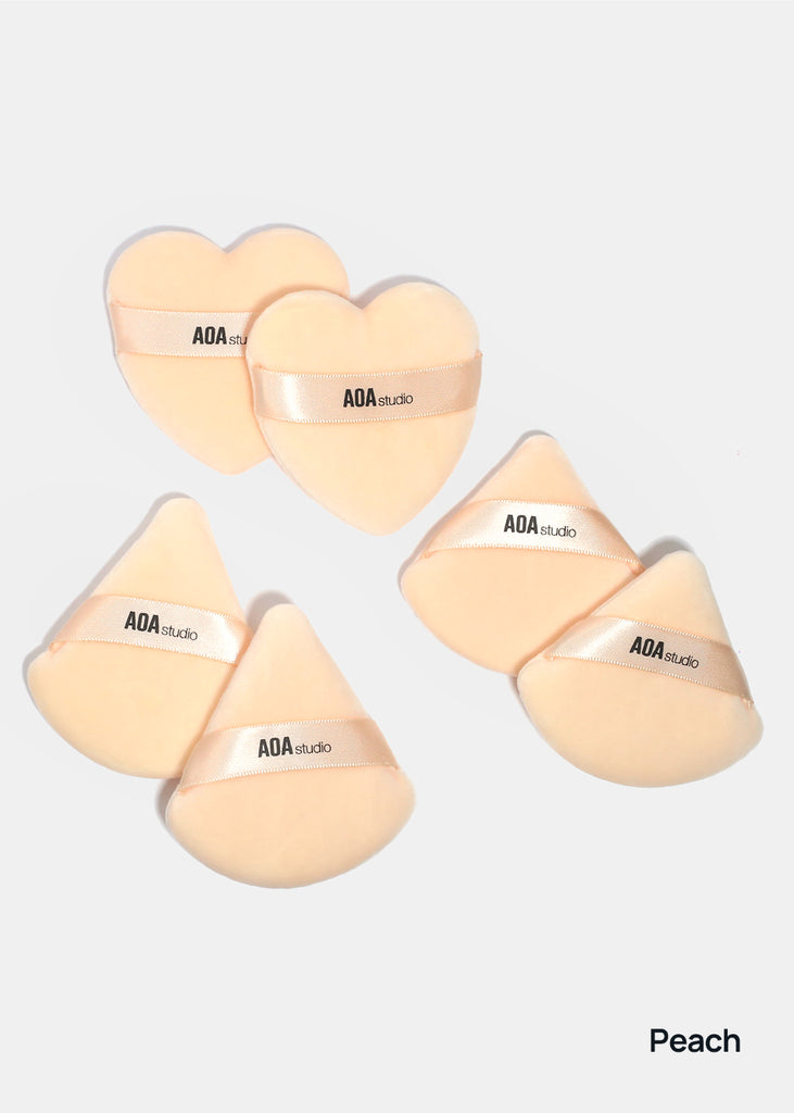 AOA Velvet Puffs - 6 Pc Mixed Shape Set Peach COSMETICS - Shop Miss A