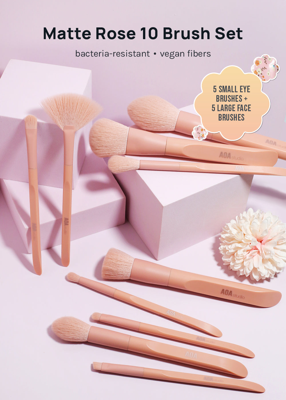 AOA Matte Rose Brush Set + Satin Travel Roll – Shop Miss A
