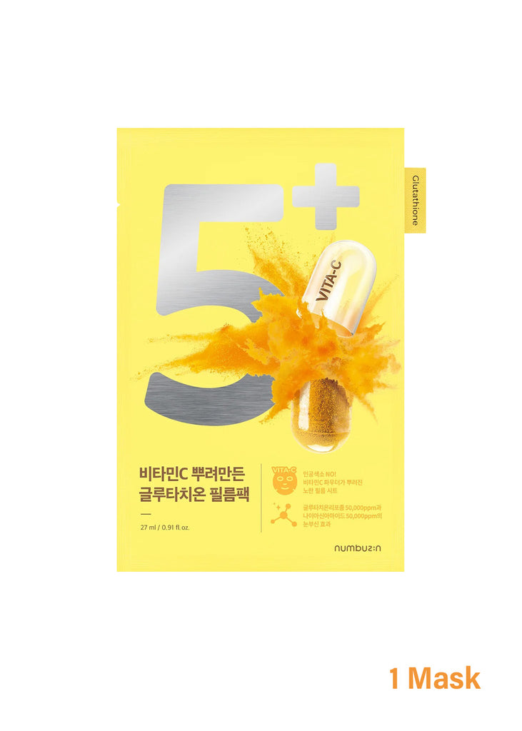numbuzin No. 5+ Glutathione Vitamin Sheet Mask 1 Mask Seoul Scandal - Shop Miss A