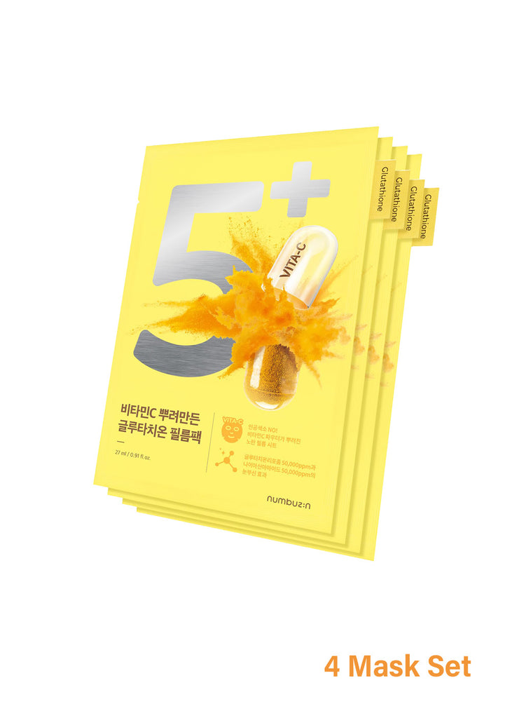 numbuzin No. 5+ Glutathione Vitamin Sheet Mask 4 Mask Set Seoul Scandal - Shop Miss A