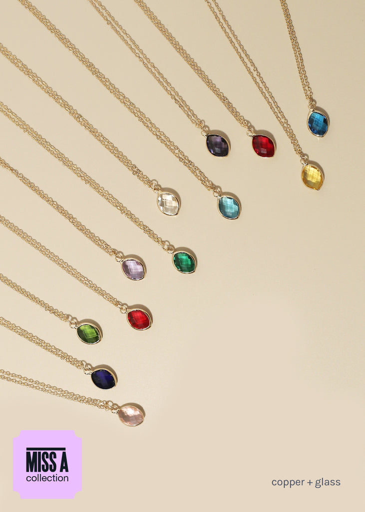 Miss A Birthstone Necklace - Oval  JEWELRY - Shop Miss A