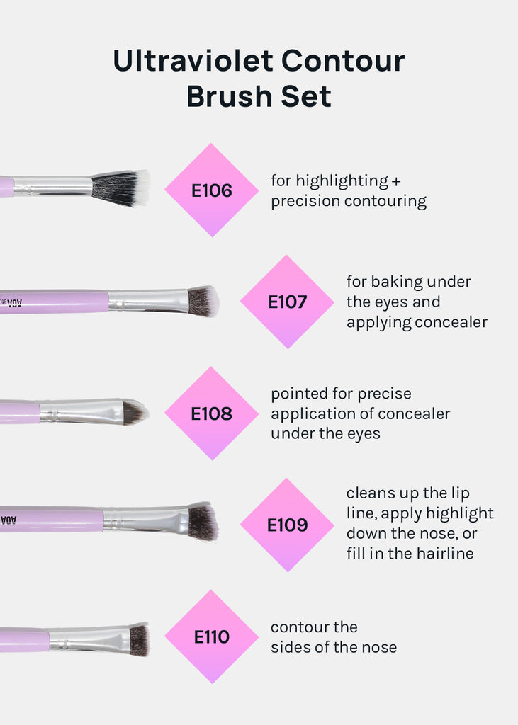 AOA UltraViolet Contour Brush Set + Brush Roll  COSMETICS - Shop Miss A