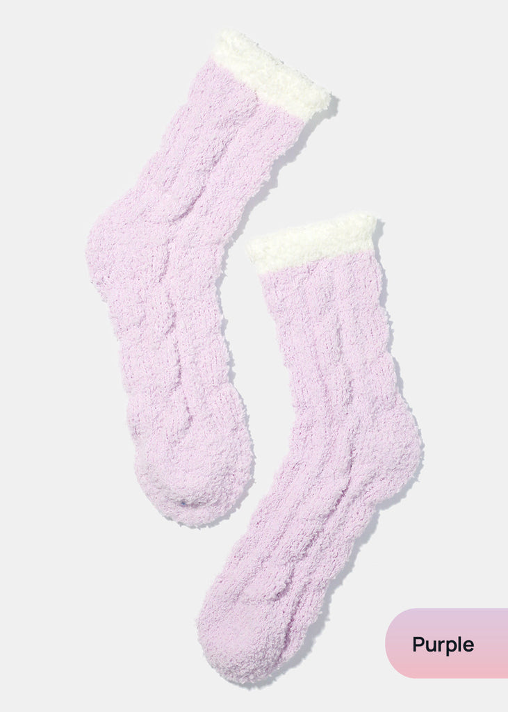 Miss A Winter Fuzzy Socks Purple ACCESSORIES - Shop Miss A