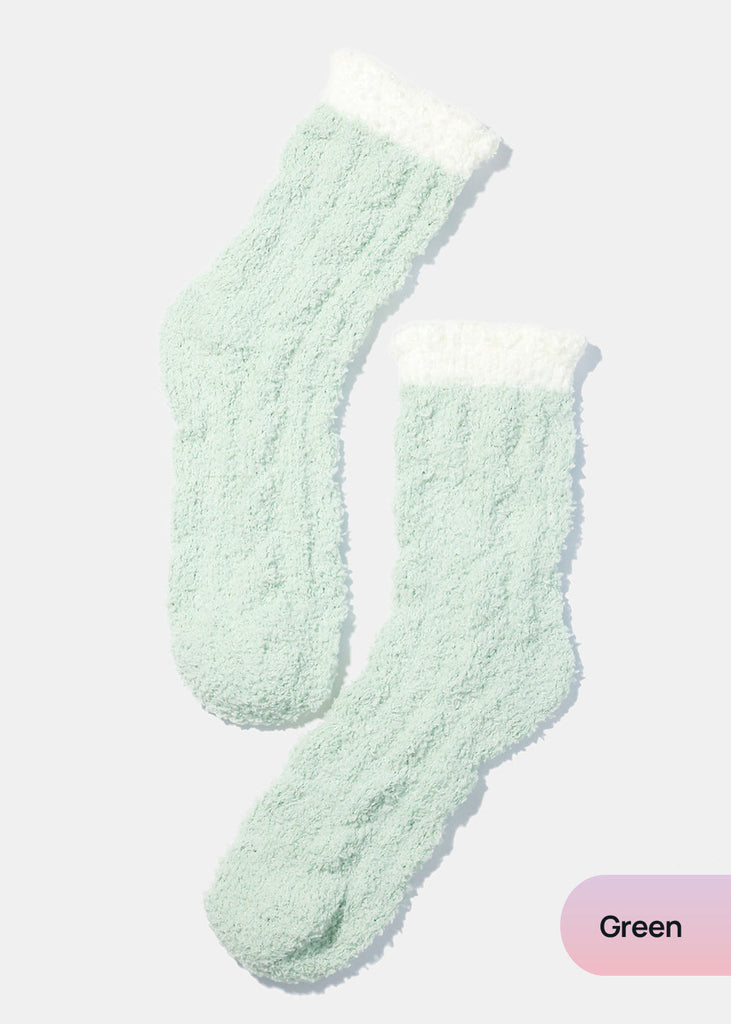 Miss A Winter Fuzzy Socks Green ACCESSORIES - Shop Miss A