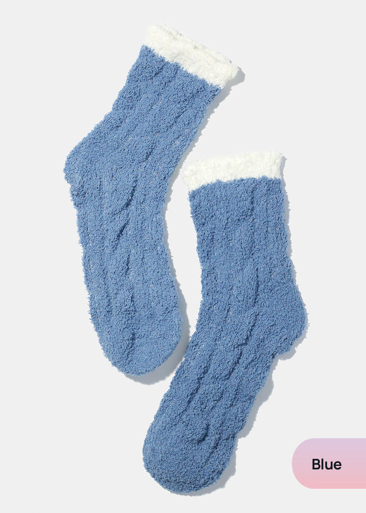 Miss A Winter Fuzzy Socks Blue ACCESSORIES - Shop Miss A