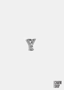 Silver Y Initial With Rhinestones Locket Charm  CHARMS - Shop Miss A