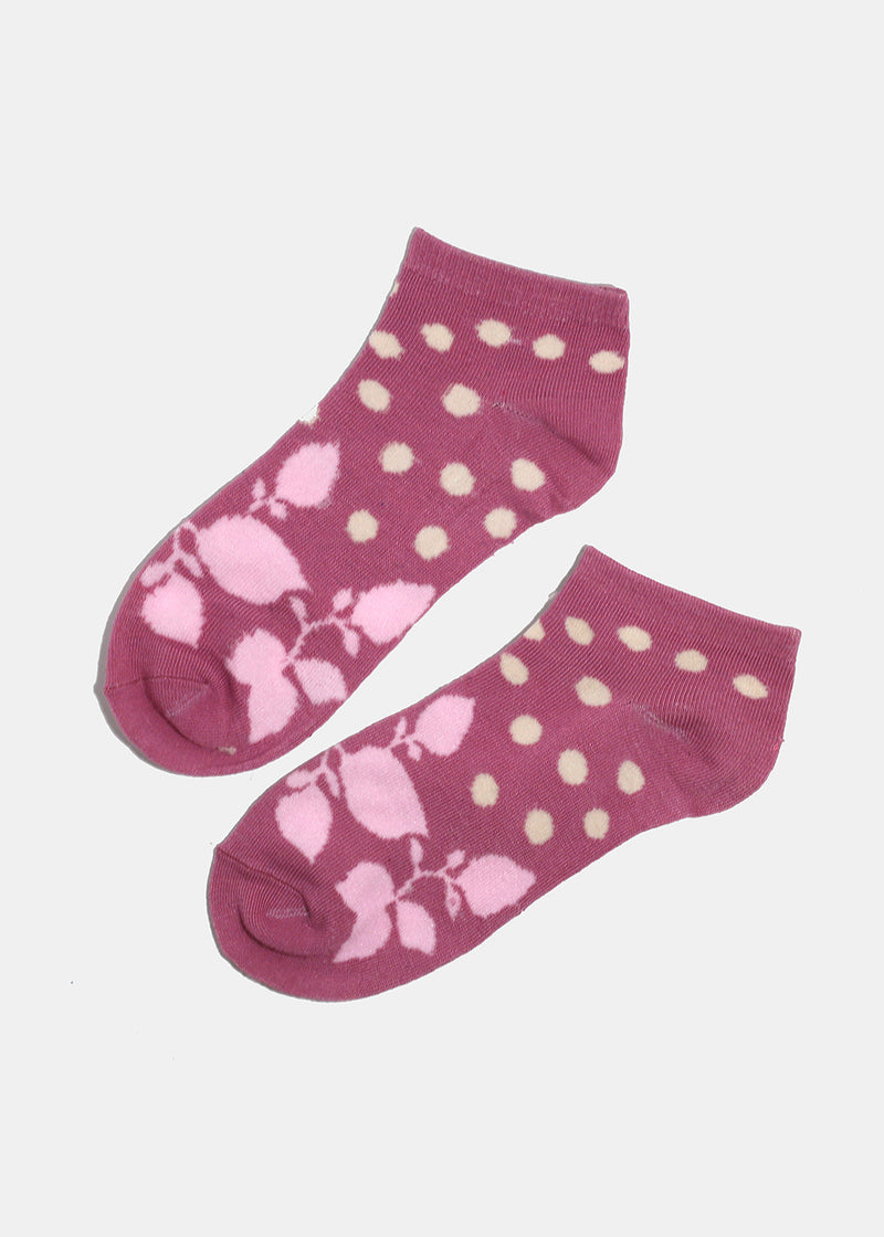 Purple Dots & Leaves Ankle Socks  ACCESSORIES - Shop Miss A