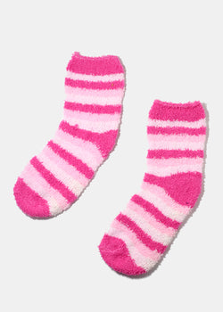Striped Fuzzy Socks  ACCESSORIES - Shop Miss A