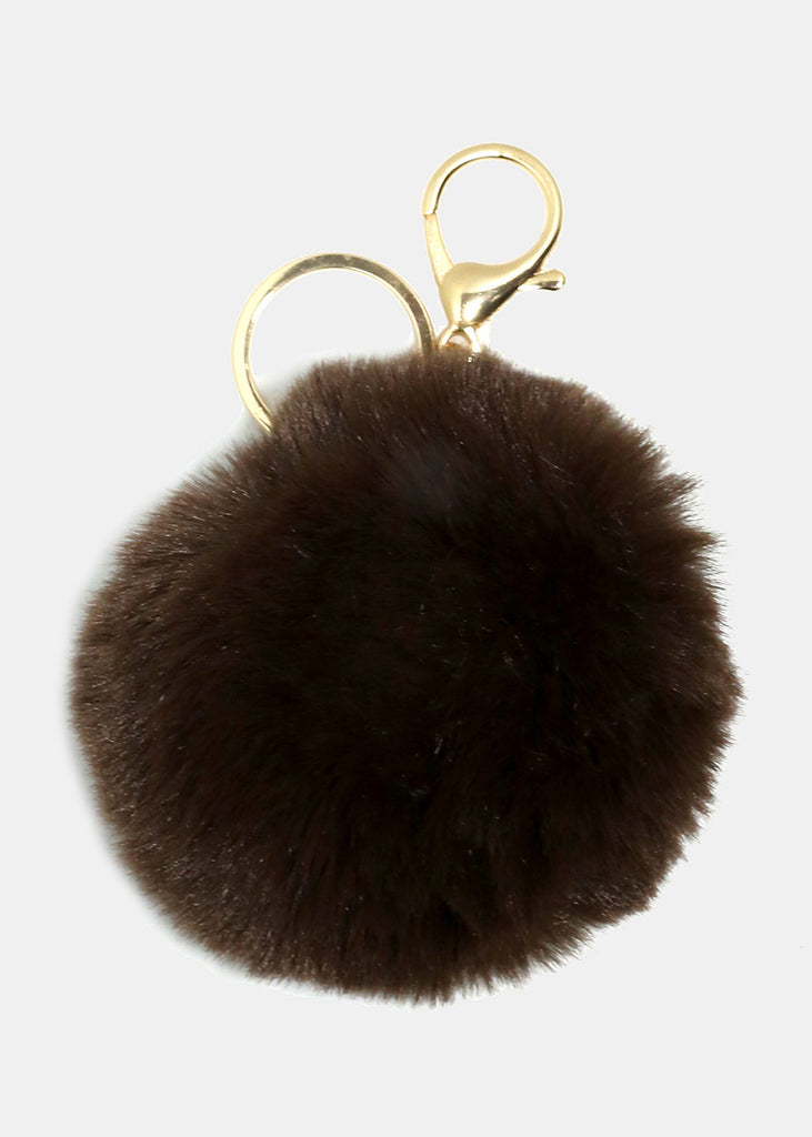 Fuzzy Pom Pom Keychain Dark Brown Random ACCESSORIES - Shop Miss A