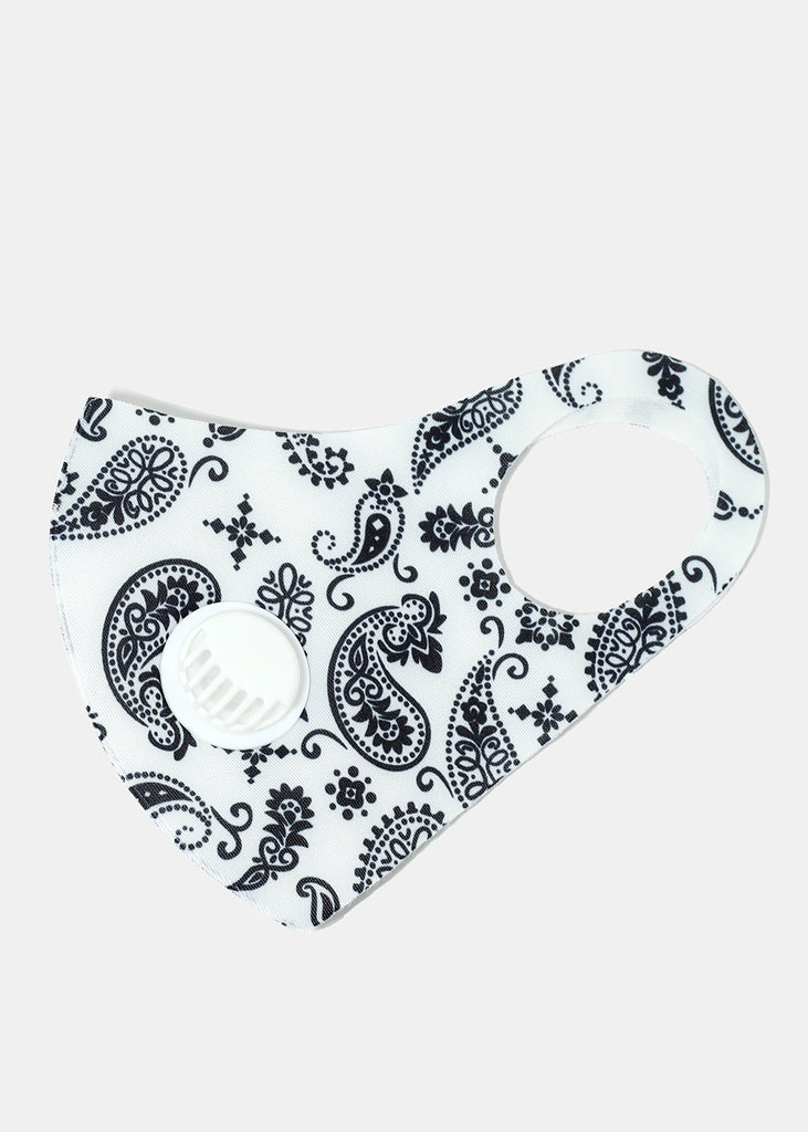 Paisley Print Face Mask with Double Dust Filter White ACCESSORIES - Shop Miss A