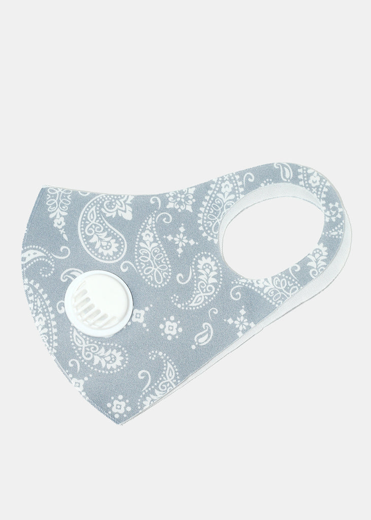 Paisley Print Face Mask with Double Dust Filter Grey ACCESSORIES - Shop Miss A